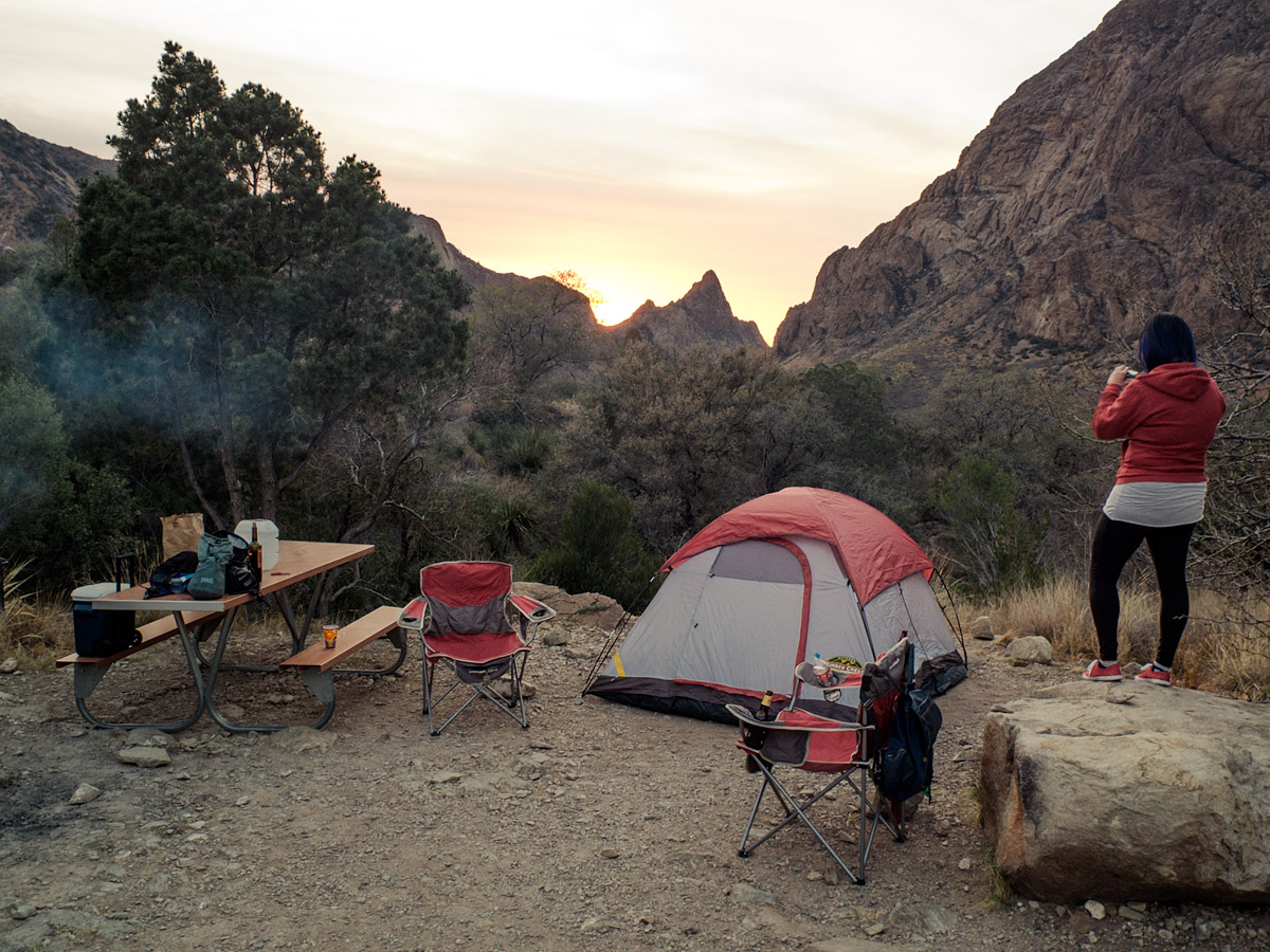 First night’s camp, Chisos Basin